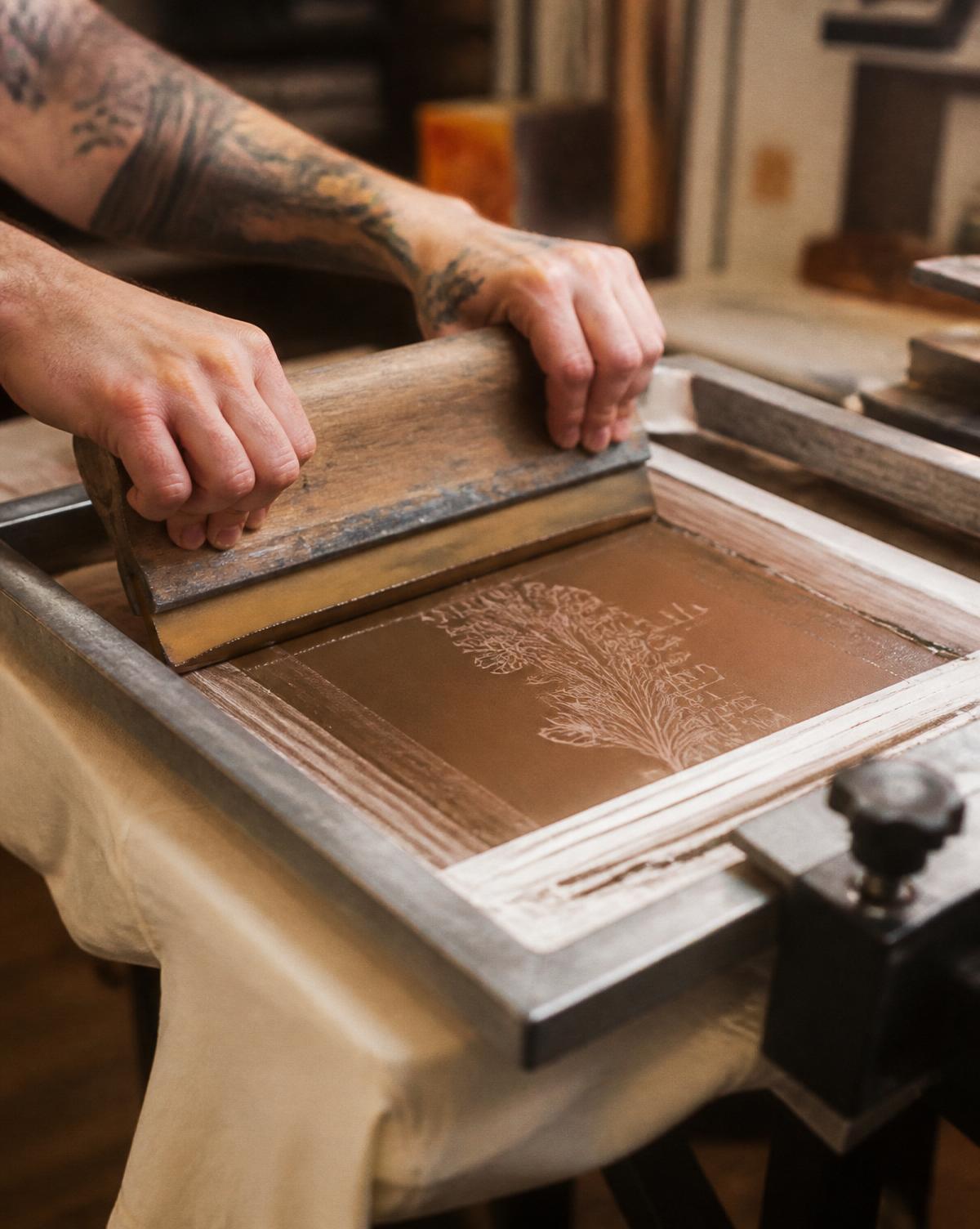 Screen printing a branded design